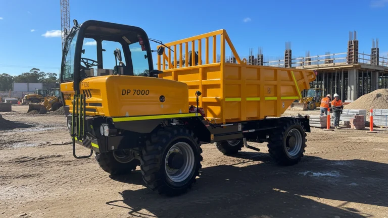 Image shows a Dieci dump truck working on a construction site in Sydney, NSW, Australia