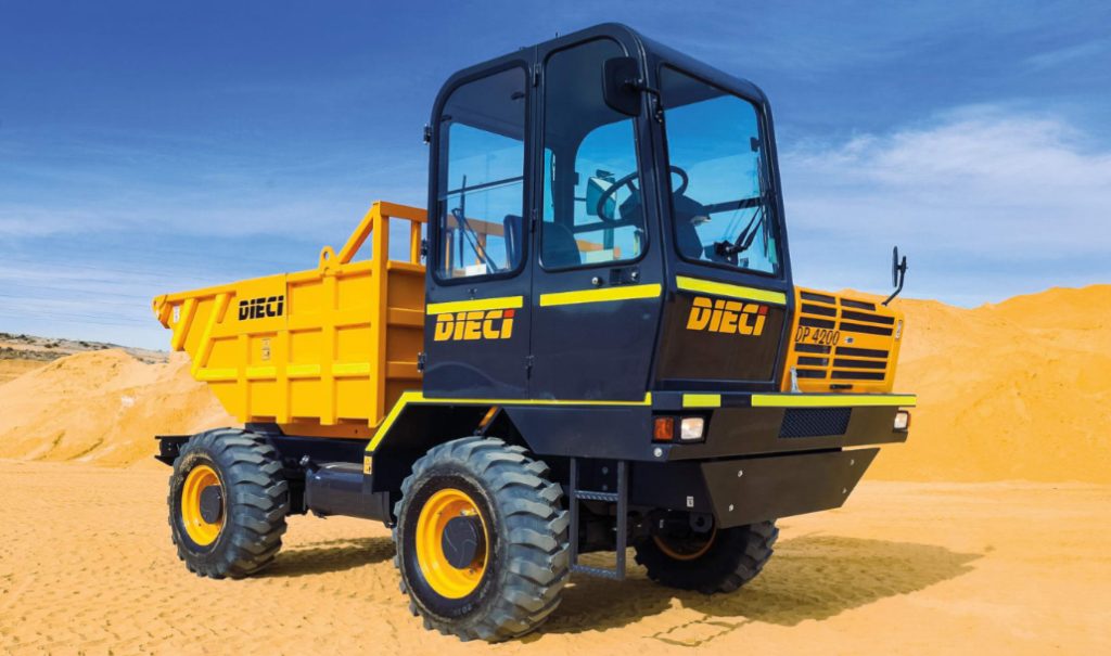 Image shows a Dieci dump truck working on a construction site in Sydney, NSW, Australia