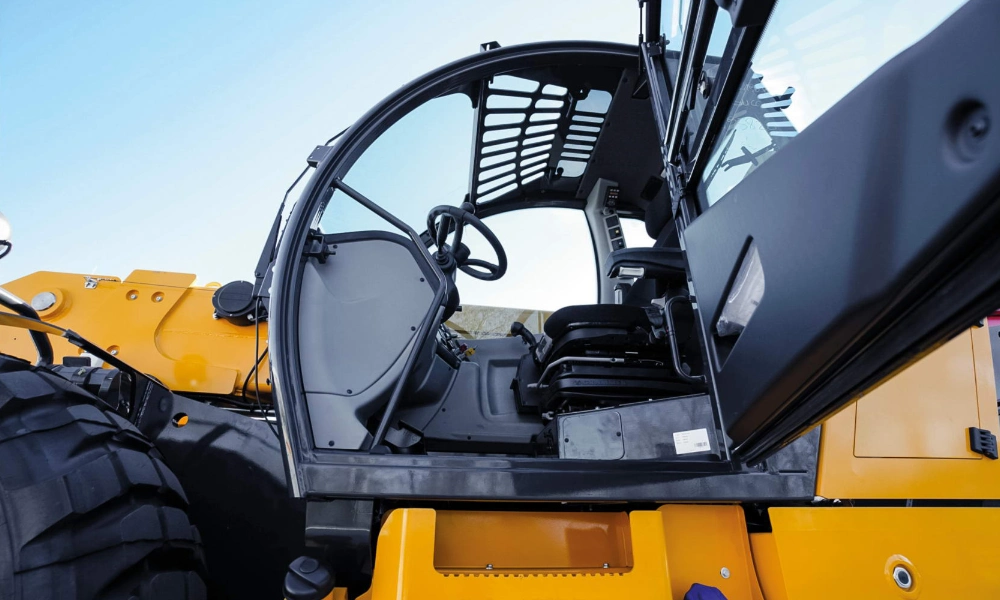 a dieci telehandler with the cab door open