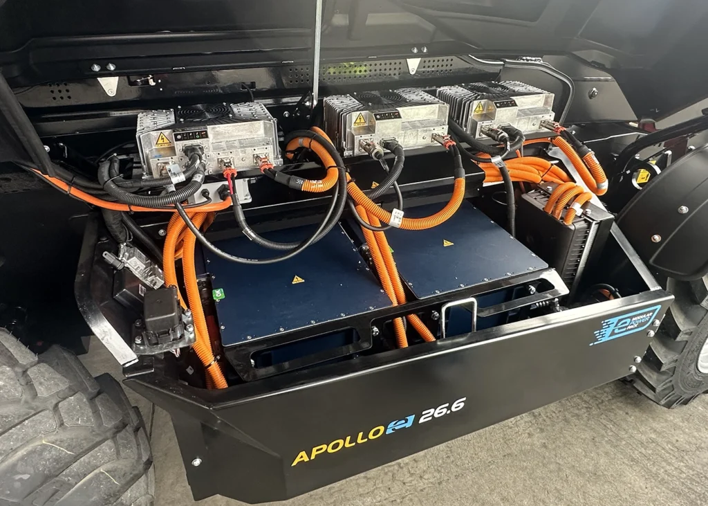 Apollo-e electric telehandler side view of electronics