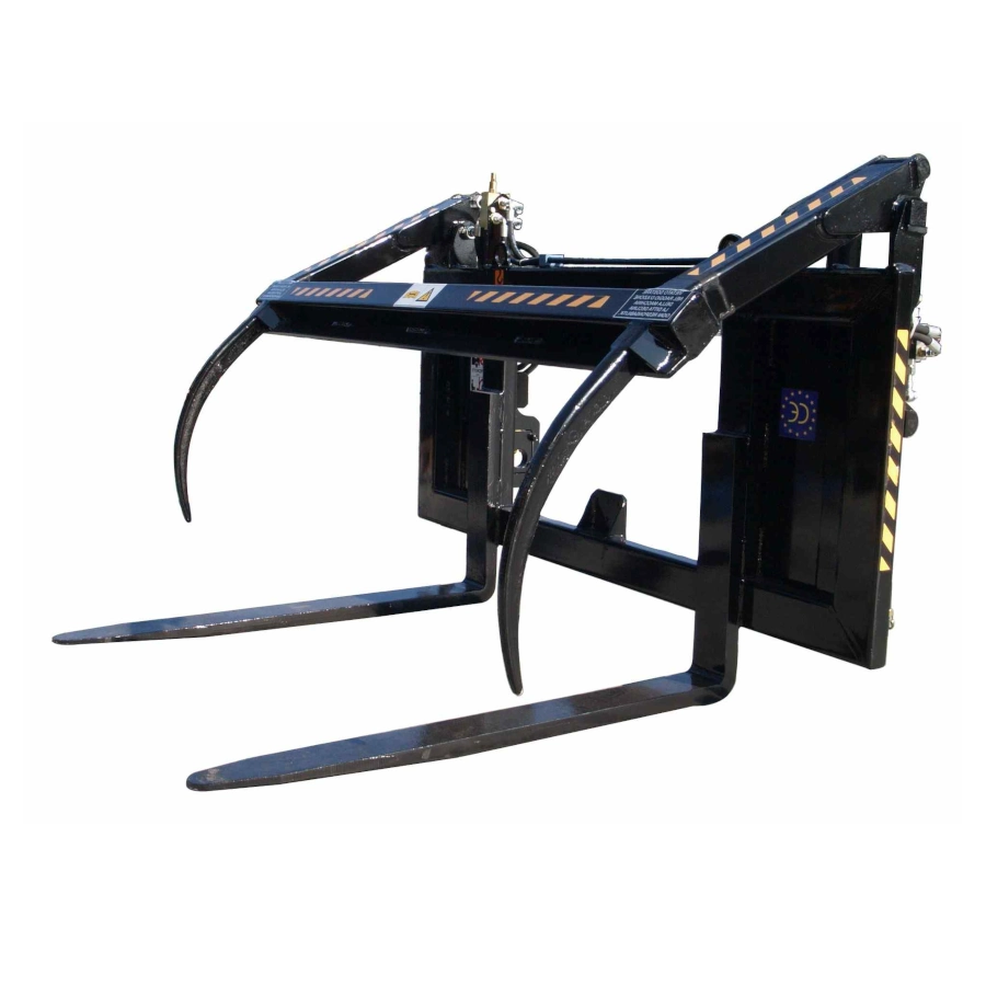 log grab attachment for a telehandler. designed for moving heavy logs, wood, and other materials