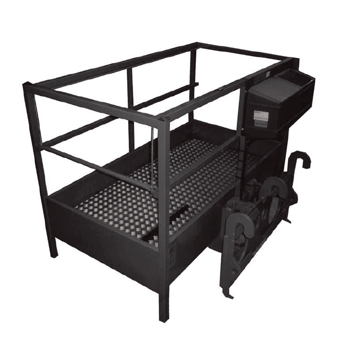 an EWP man basket attachment designed to be attached to a telehandler to allow for safely working at heights