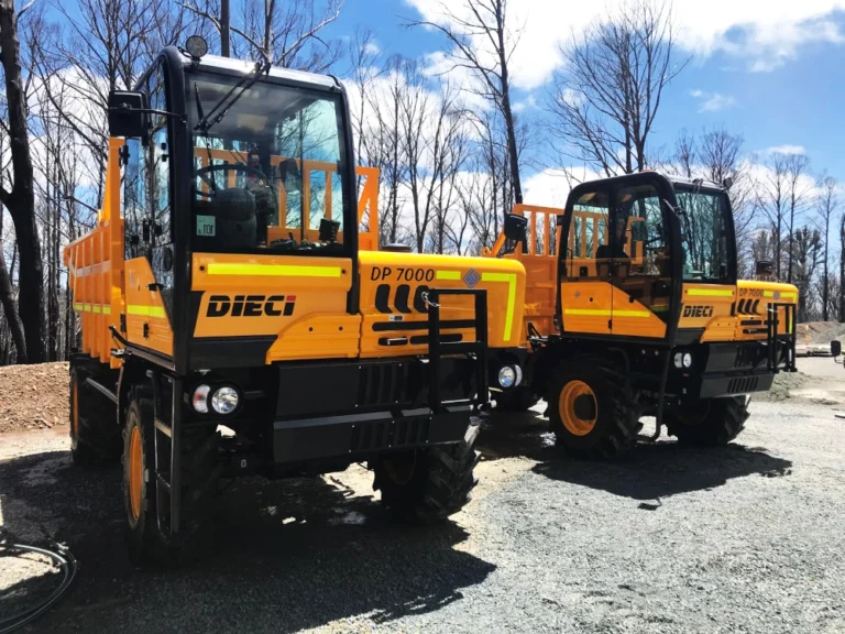 Two Dieci DP7000 dump trucks on one of Kingston Groups Australian construction sites