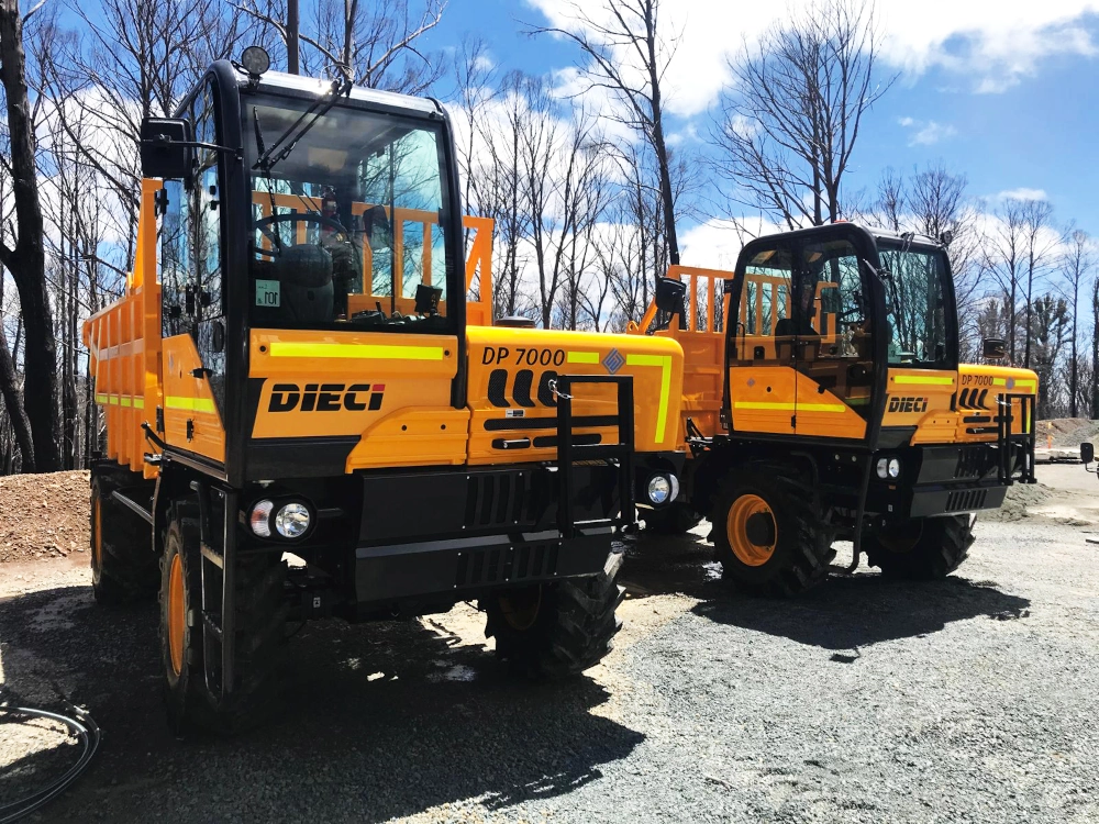 Dieci dumper trucks on a Kingston Group construction site