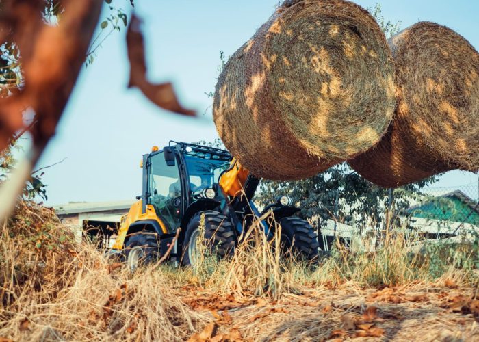 Agri Pivot T70 3t Telescopic Loader carrying hay bales on a farm in Australia