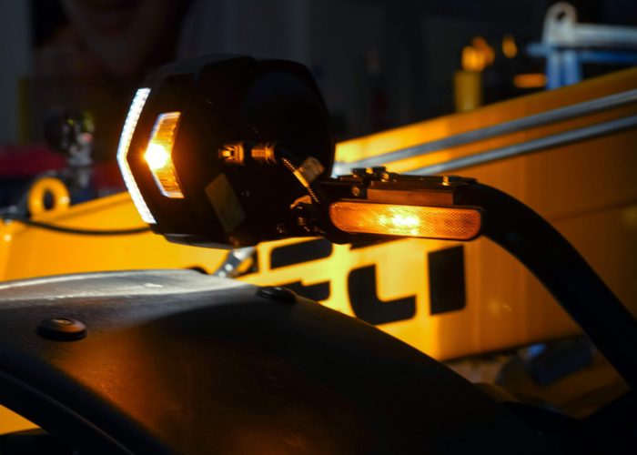 close up view of the lights on a Dieci Agri Pivot T70 3t Telescopic Loader