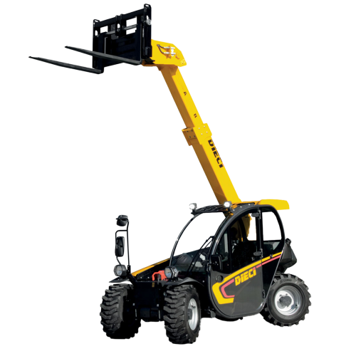 Dieci Apollo Smart 20.4 2t Compact Telehandler with an extended arm and fork attachment, designed for lifting construction materials on job sites in Australia.