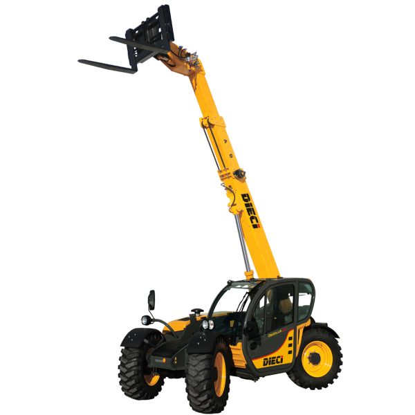 Dieci Dedalus 30.7 3t Telehandler with a white background and the boom raised