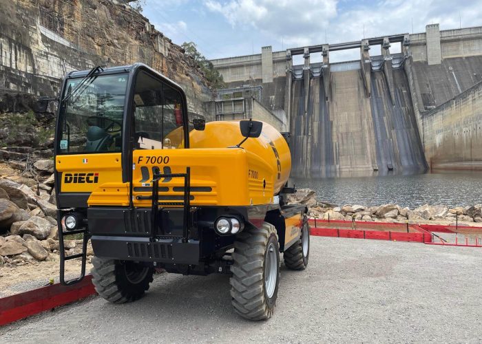 front view of the F7000T Mixer Truck with 5m³ concrete capacity working on an infrastructure project in Australia