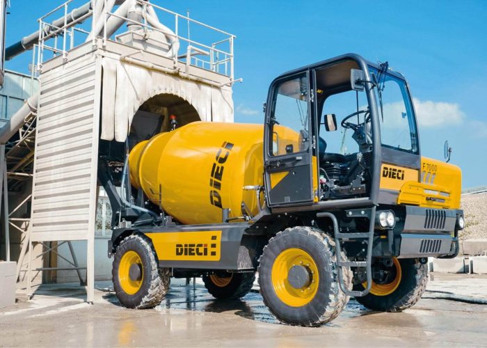 F7000 Mixer Truck getting filled with concrete for a Sydney building project