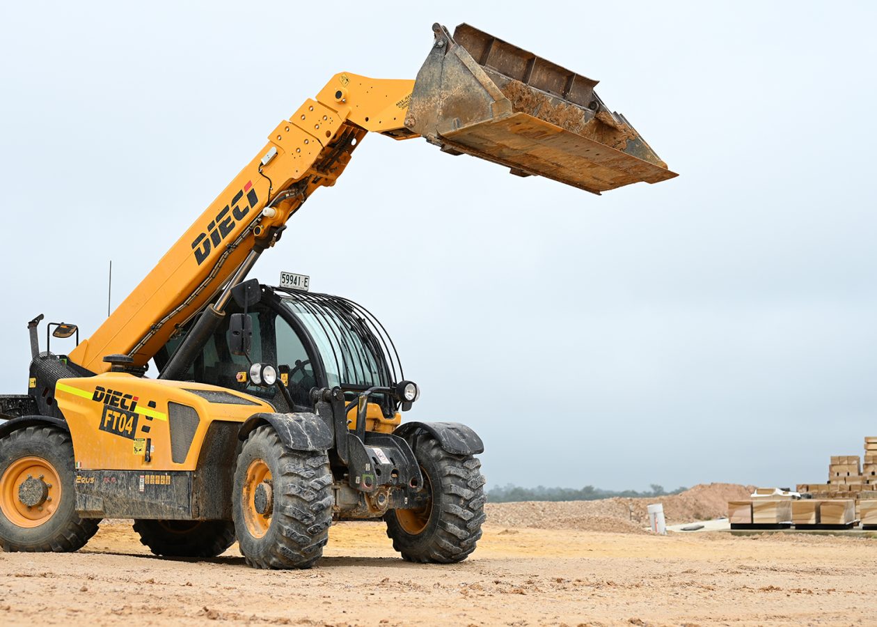 Image shows a Dieci Zeus Telehandler working on a Quarry in Sydney Australia