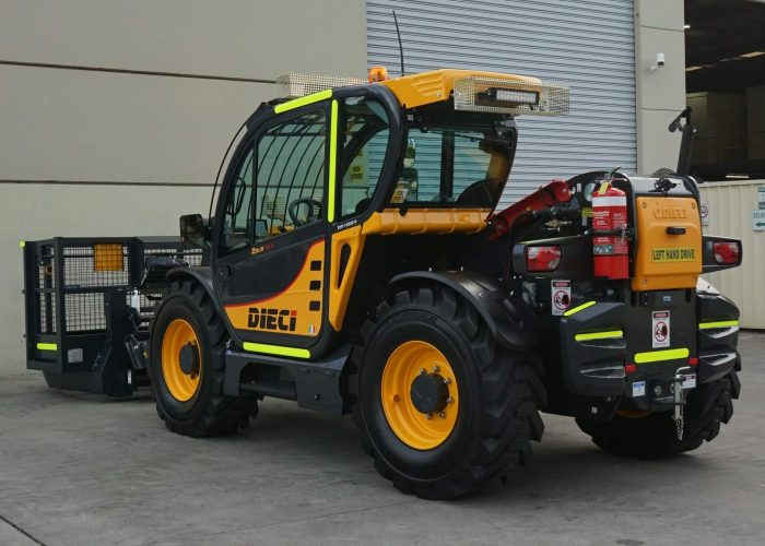 Left rear side view of the Dieci Zeus 33.11 3.3T Telehandler with reflective tape applied