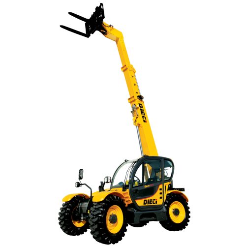 Dieci Zeus Telehandler with its boom raised and forks extended