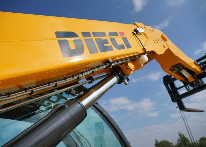 Close up view of the Zeus 38.10 3.8T Mining Telehandler's boom and cab