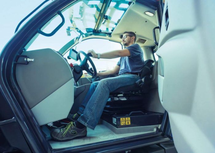 interior view of Agri Plus 40.7 4t Telehandler with driver