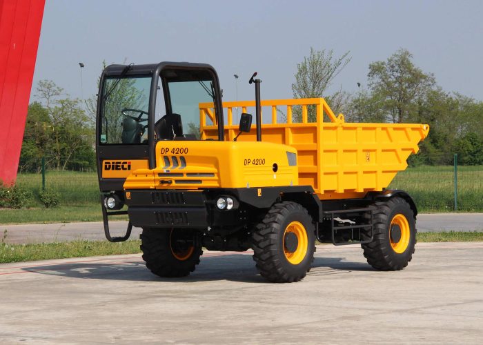 front left close up view of a Dieci DP4200 Dump Truck ready to move construction materials in Victoria, Australias