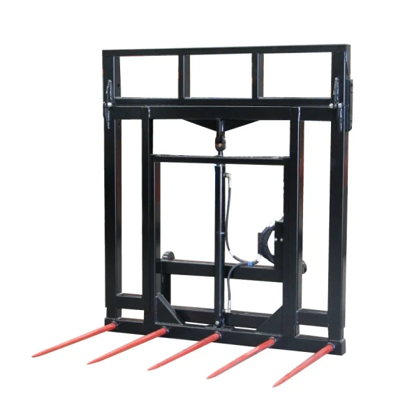 Hay fork attachment for a telehandler used for moving hay bales and cotton bales