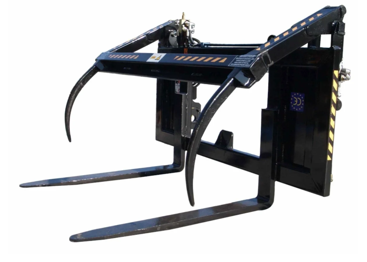 log grab attachment for a telehandler. designed for moving heavy logs, wood, and other materials