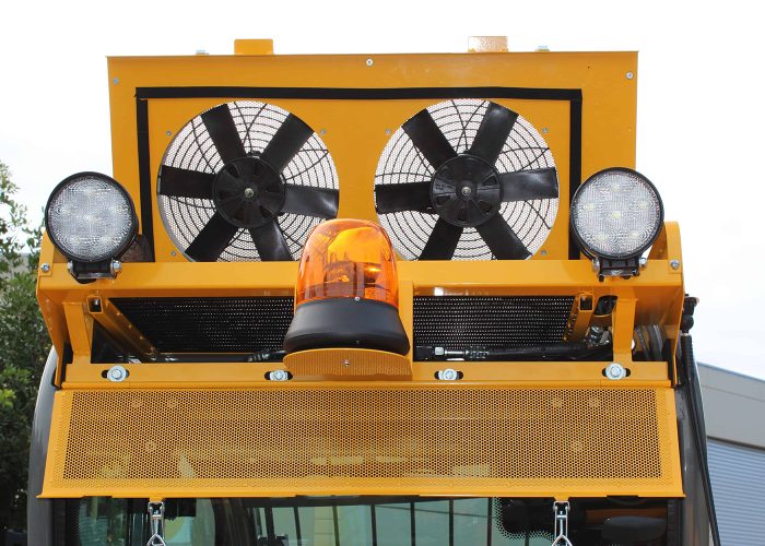 Poultry Pro 3t Telehandler cooling system showing fans and modifications for the Australian poultry industry