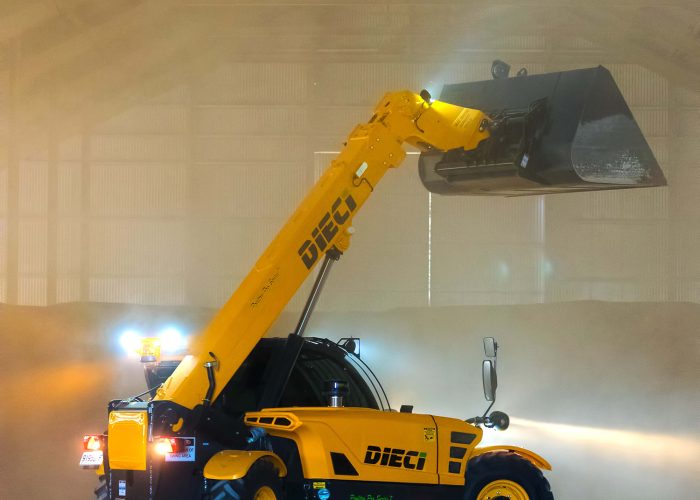 right side view of a Poultry Pro 3t Telehandler working in a Poultry shed in Sydney, NSW