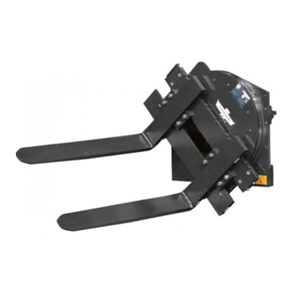 rotator attachment for a telehandler equipped with fork tines / tynes designed for rotating loads